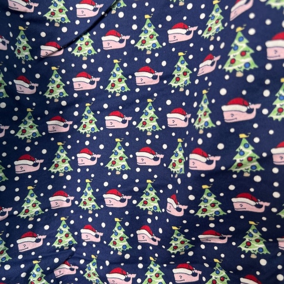 Vineyard Vines Christmas Lounge Sleep Pants Men's Medium Blue Santa Whale Trees - Picture 6 of 8